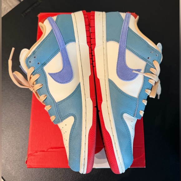 Nike Dunk Low HJ9112-110 Denim Turquoise Blue, Cream, and Red Size 10 - Picture 3 of 5